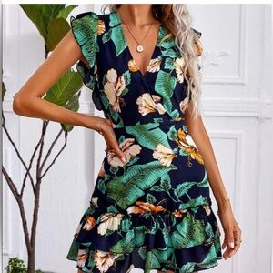 Floral Ruffle Sleeve Dress